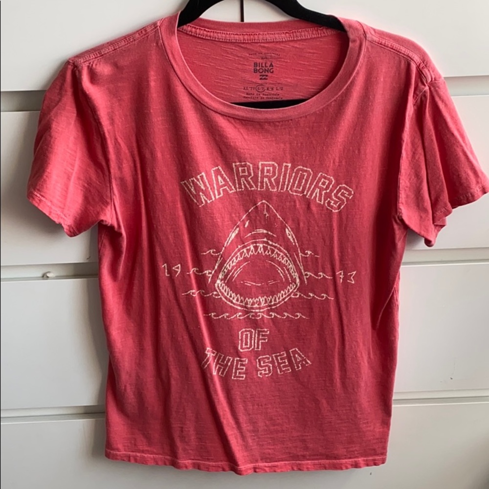 Small red billabong tshirt with shark graphic